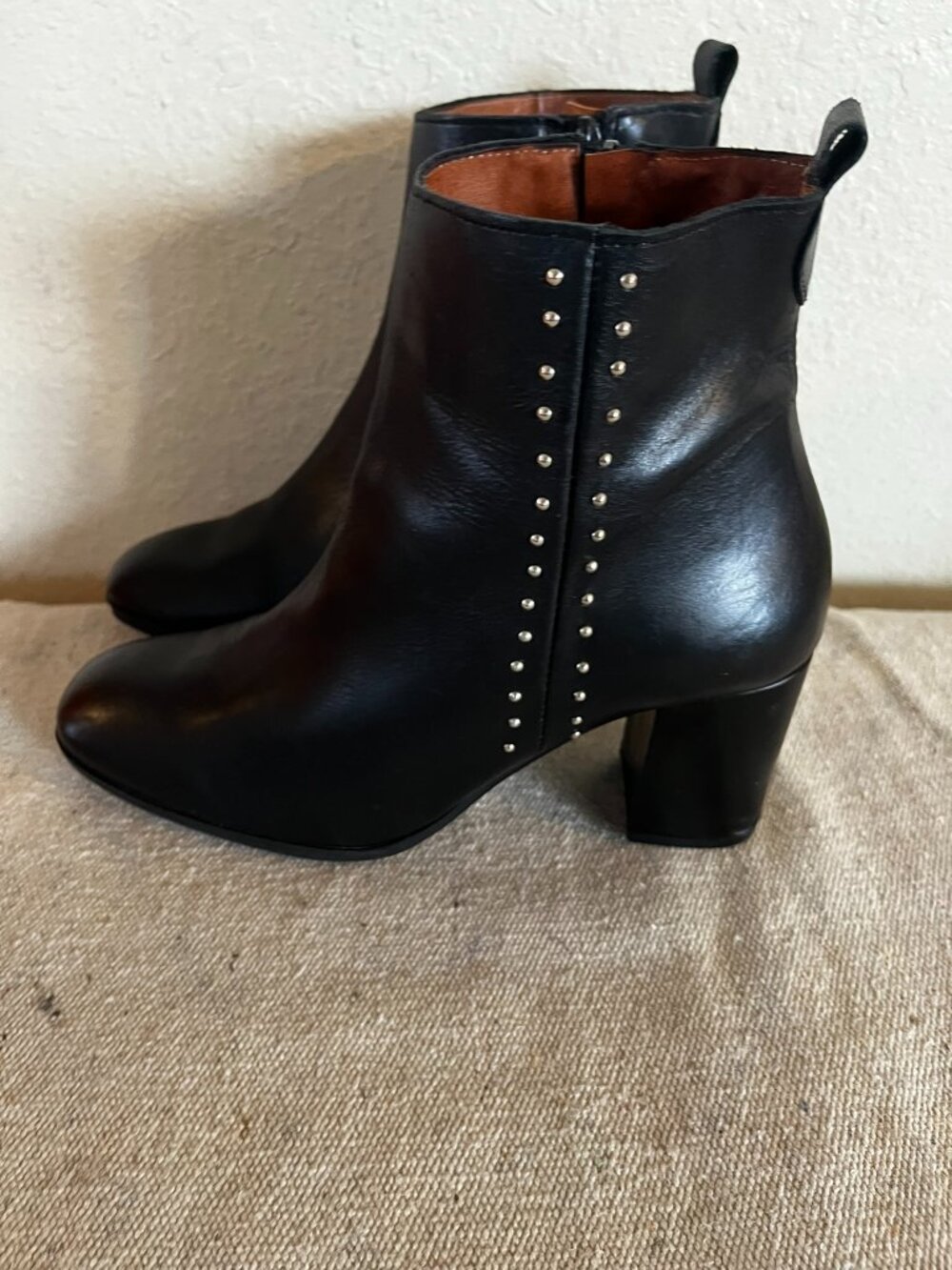Marroqui Sanchez Woman's Black Studded Made In Spain Leather Ankle Boots Sz 40